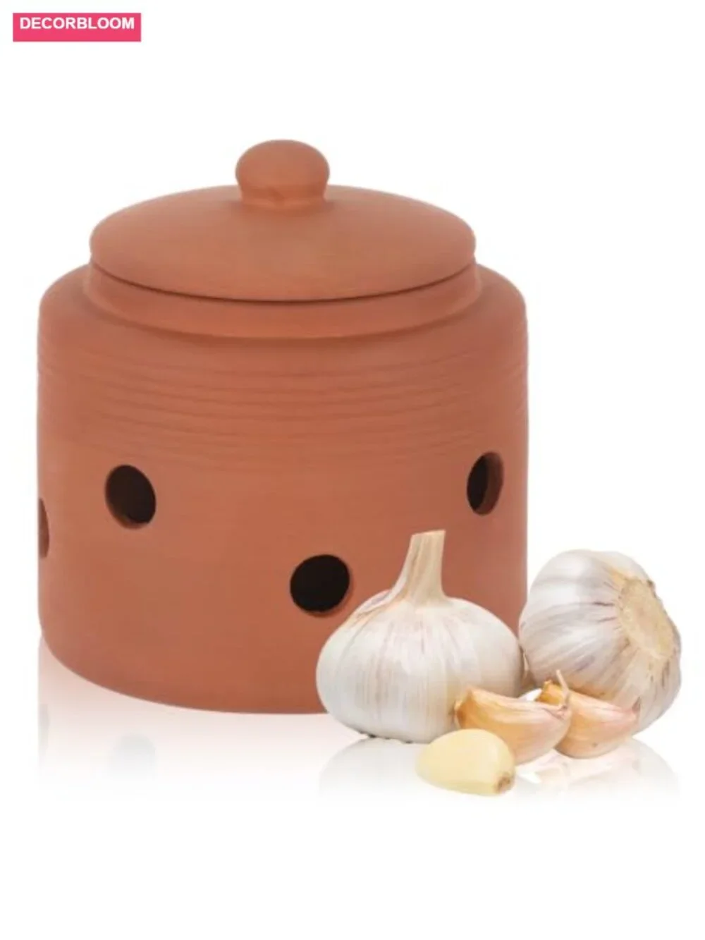 Clay Garlic Keeper with Lid for Countertop Storage